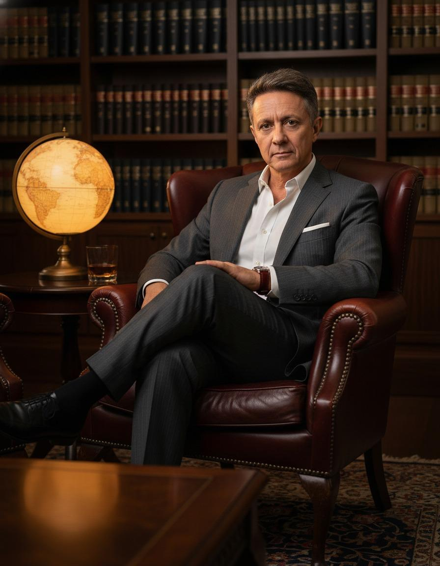 Leandro Scatolino em biblioteca jurídica